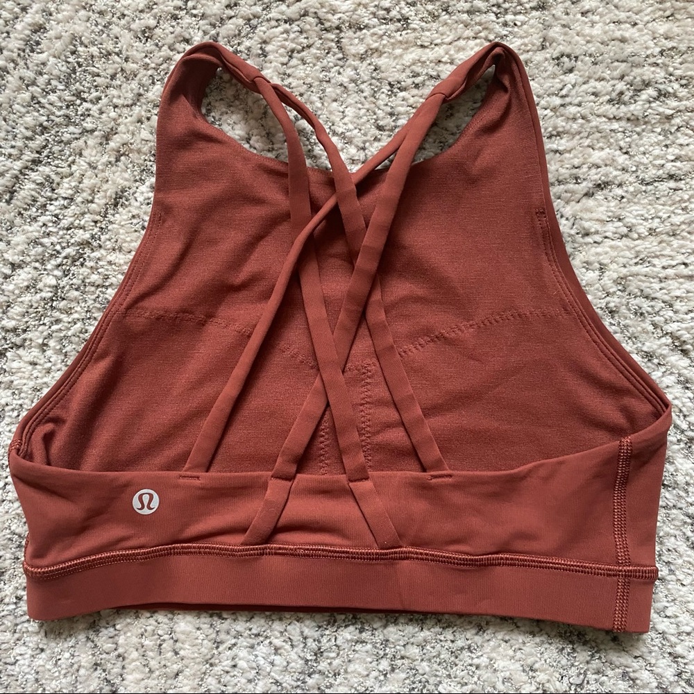 Lululemon high neck energy bra 6 rustic clay